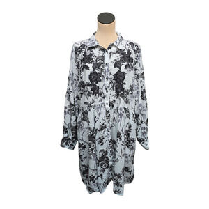 Anthropologie Tunic Dress Womens 16W Floral‎ Embroidered Long Sleeve Boho